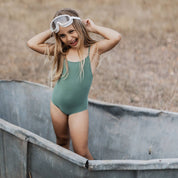 Emma One Piece Swimsuit - Kids - SE Sensitive Elastane - S049 Sage Green