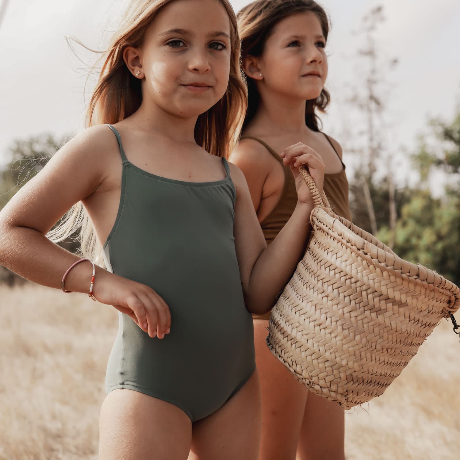 Emma One Piece Swimsuit - Kids - SE Sensitive Elastane - S049 Sage Green