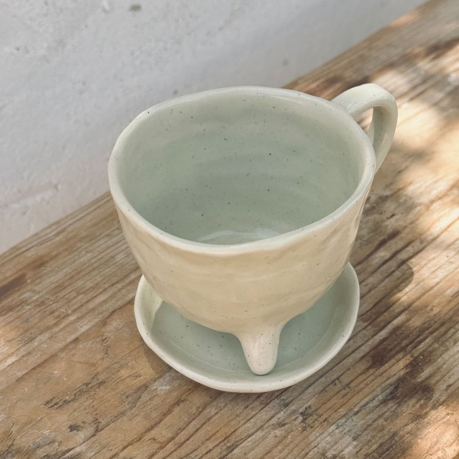 Ceramic Coffee Cup and Plate - S019 Silver Grey