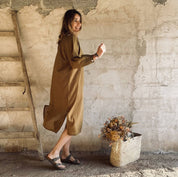 Elena Long Dress - Women - SS Simple Saloo - S050 Antique Bronze