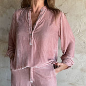 Ella Shirt - Women - SV Silk Velvet - S007 Dusty Pink