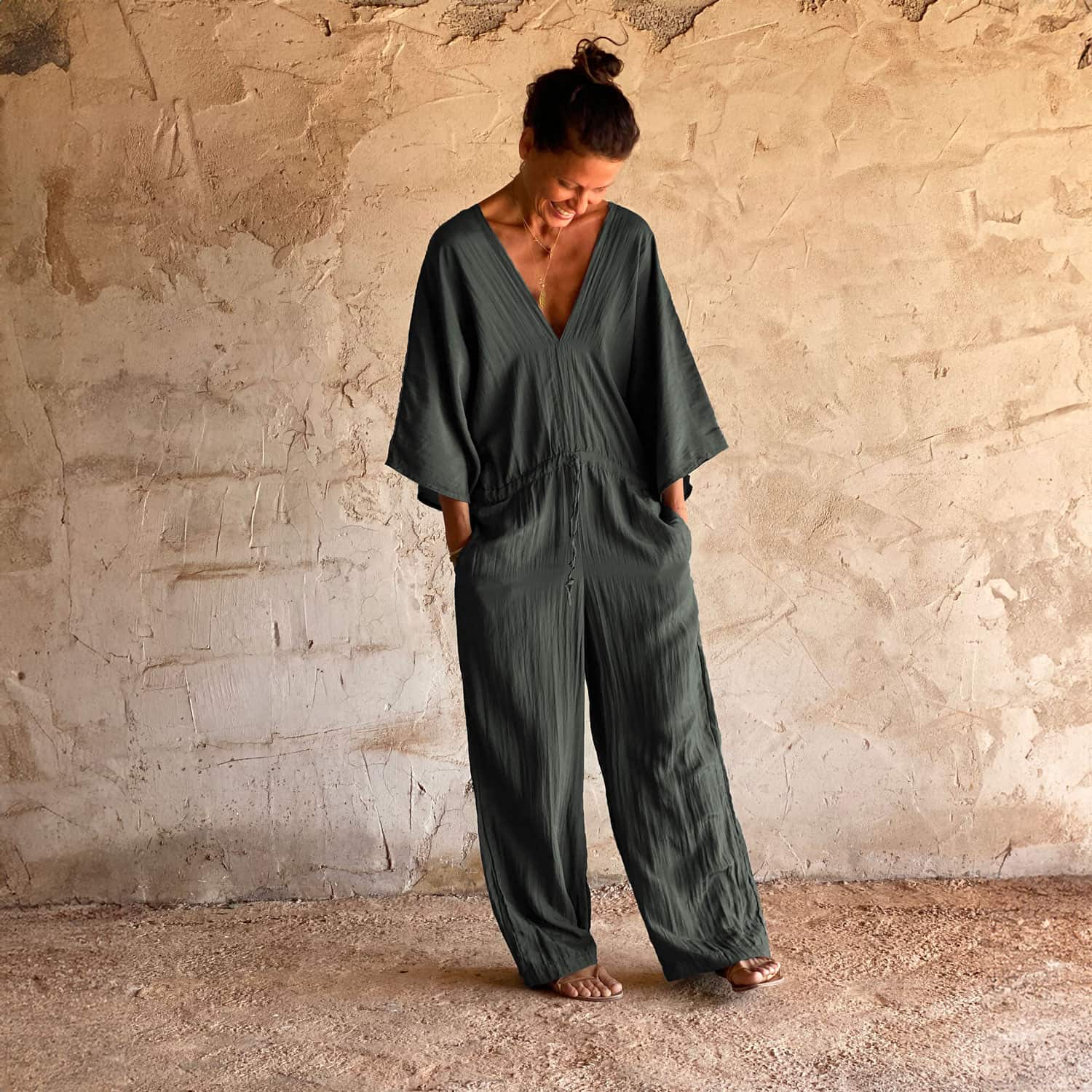 Nahuel Jumpsuit - Women - HS Habotai Silk 40 - S021 Dark Grey